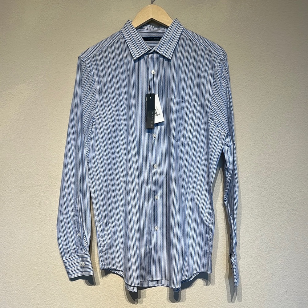 Men’s Perry Ellis Blue Plaid Dress Shirt